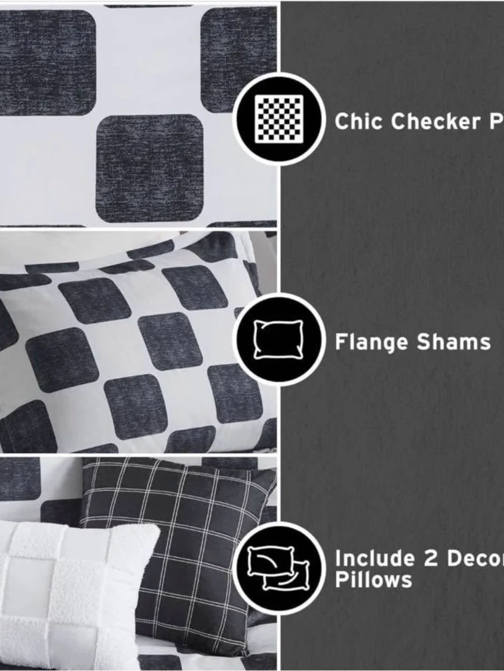 Checker Cluster Black and White Comforter Set Twin XL NEW